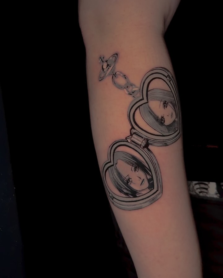Tattoo work by Jeorge at Unscripted Ink NYC — Anime · Cyber Sigil · Black & Grey — portfolio image 1