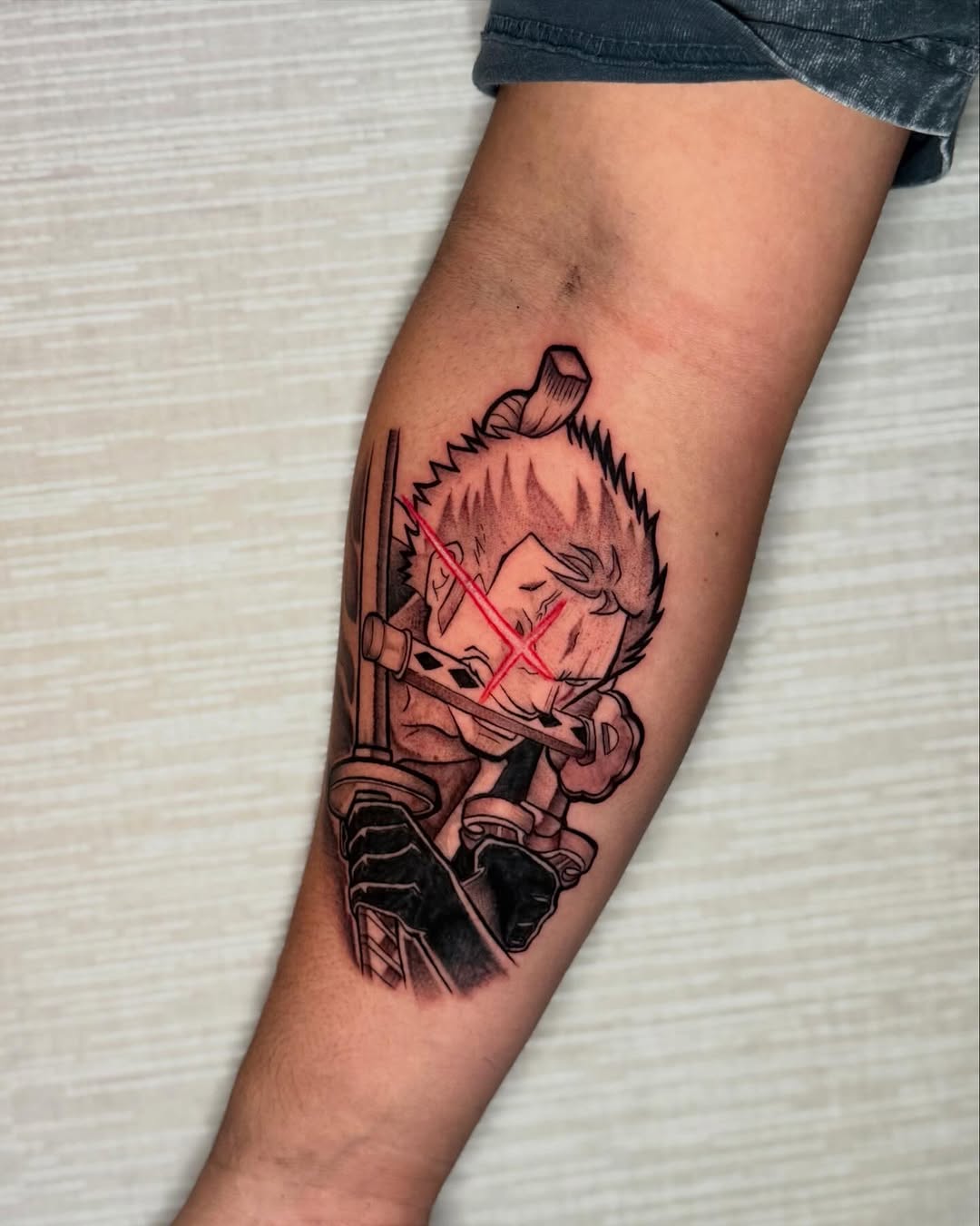 Tattoo work by Jeorge at Unscripted Ink NYC — Anime · Cyber Sigil · Black & Grey — portfolio image 4