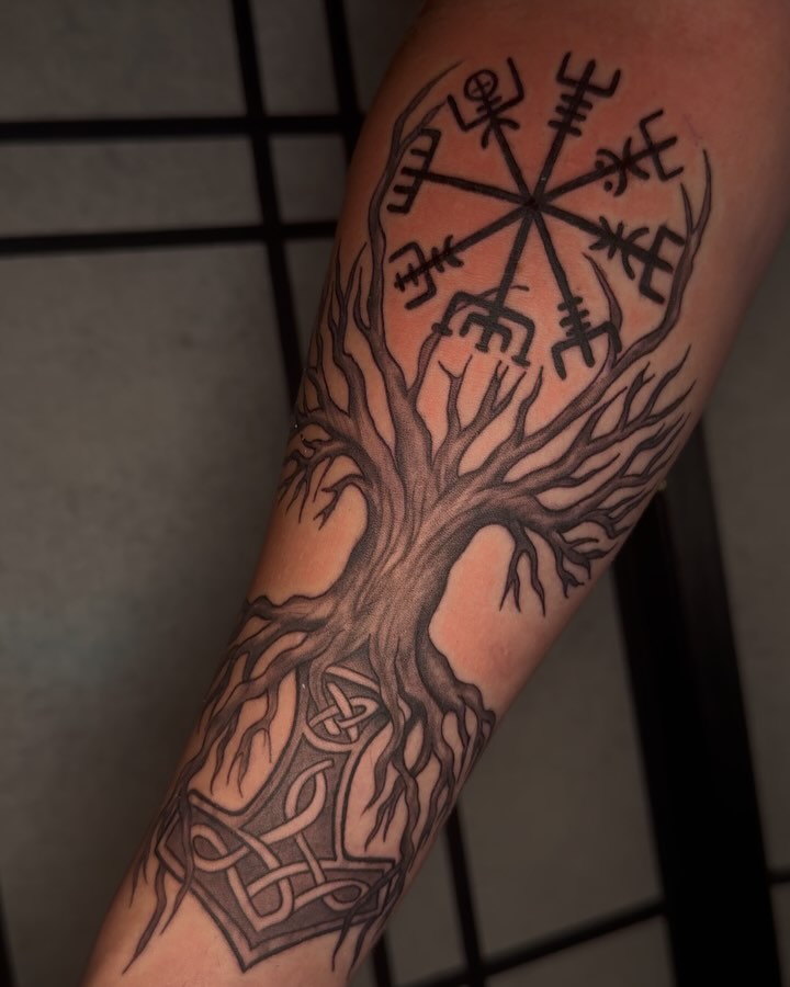 Tattoo work by Jeorge at Unscripted Ink NYC — Anime · Cyber Sigil · Black & Grey — portfolio image 2