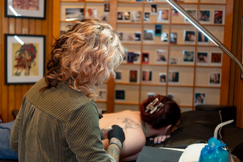 Nature-inspired tattoo by Liv Novotny at Unscripted Ink, NYC's first in-hotel tattoo studio