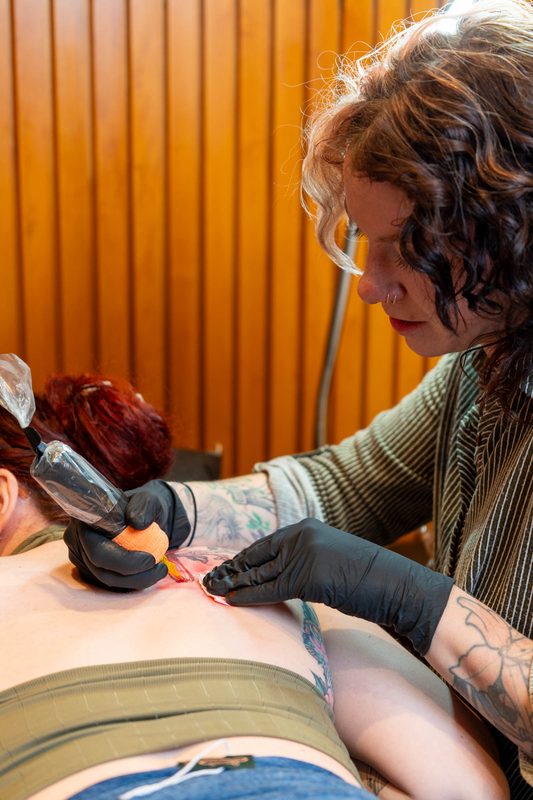 Freeman Alley entrance to Unscripted Ink tattoo studio in Lower East Side Manhattan